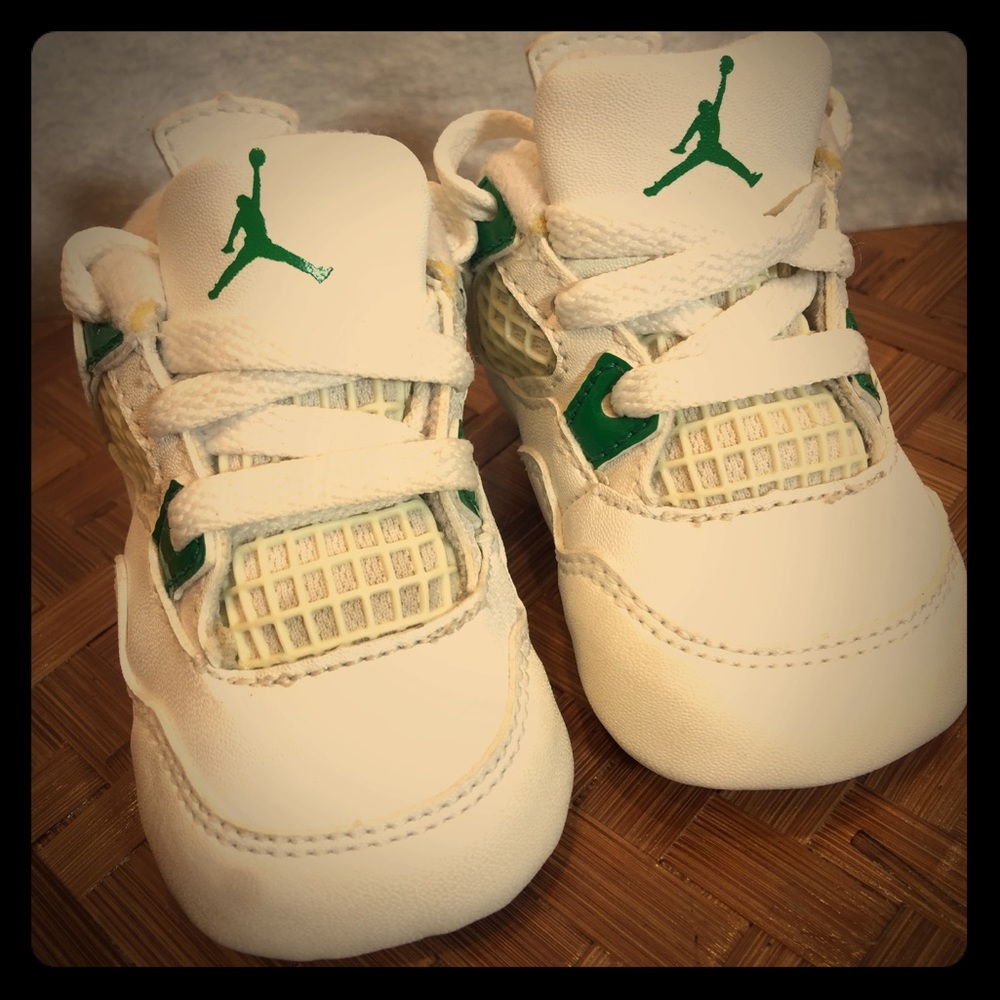 Jordan Vintage 4 Wht/Green Infant Crib Shoe